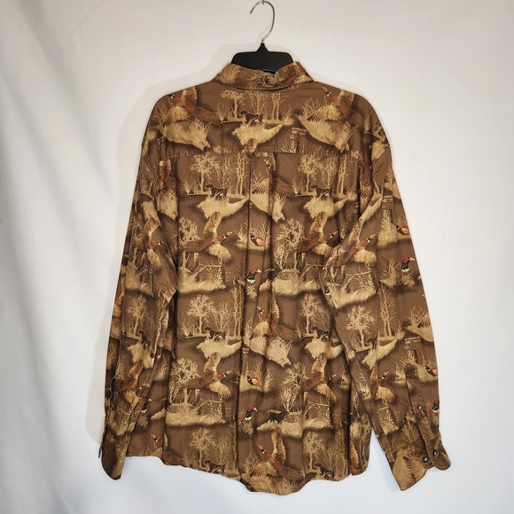 Cabela's Pheasant Print Brown Patterned Men's ButtonDown Long Sleeve Shacket 2XL - Picture 2 of 10